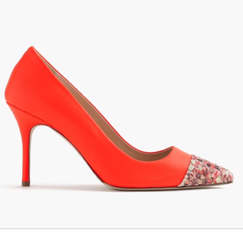 Elsie glitter mosaic cap-toe pumps NWOB! Coral